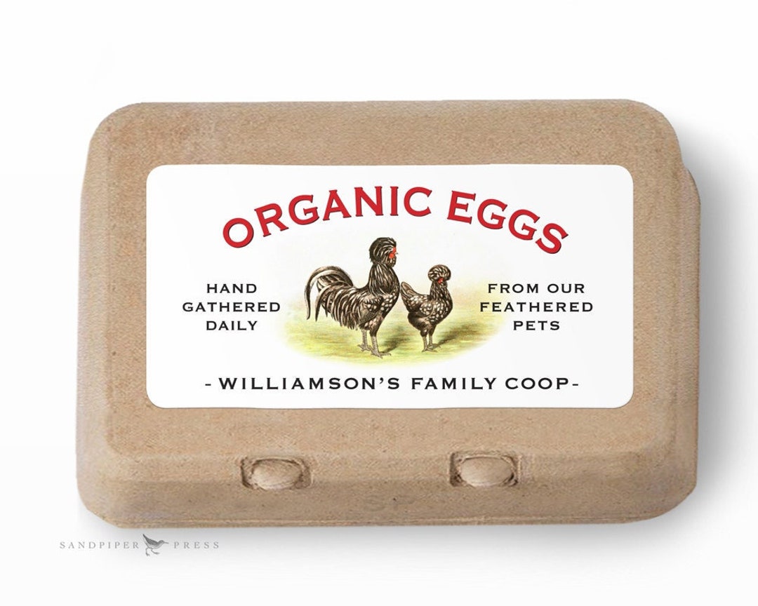Custom Egg Carton Labels Personalized for Your Coop. Black and White or