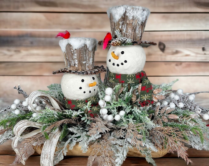 Snowman Centerpiece for Table, Snowman Christmas Decor, Winter