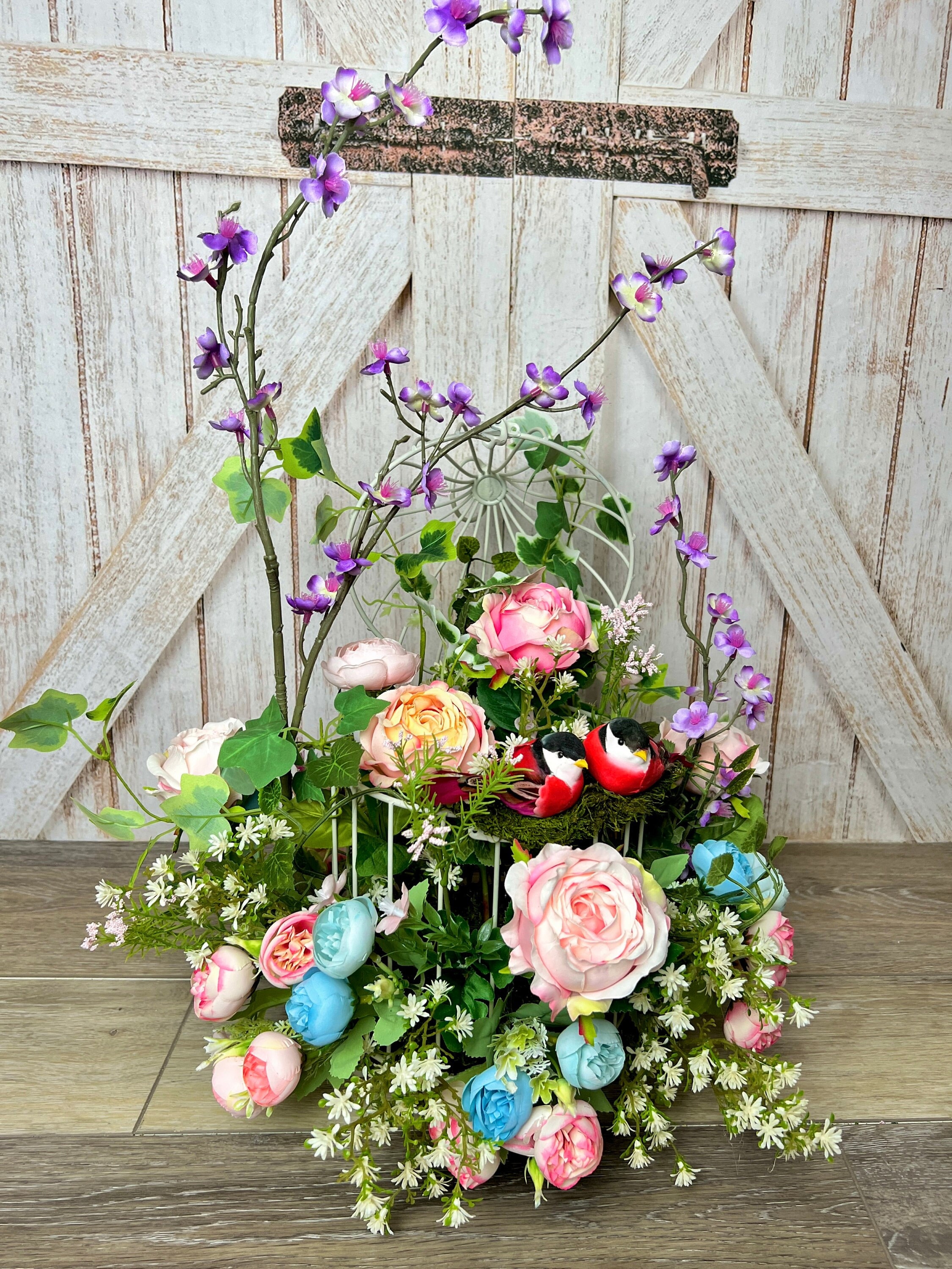 Birdcage Centerpiece Birdcage Arrangement Birdcage with florals Wedding Centerpiece Garden Party decor Tea Party Decor Spring