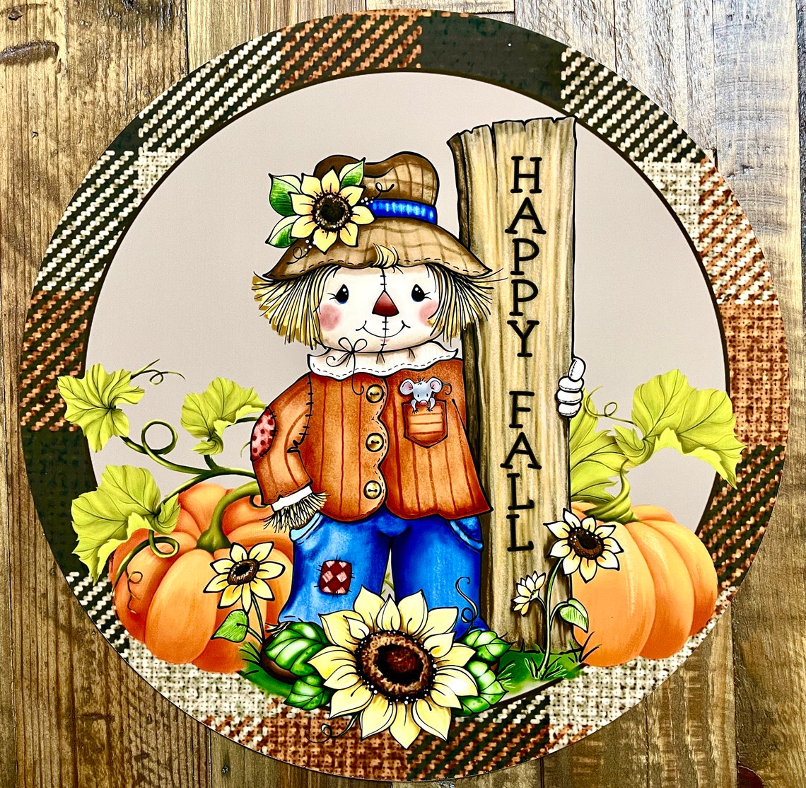 Fall Wreath Sign Round 12 Inch Fall Sign Happy Fall Yall Etsy