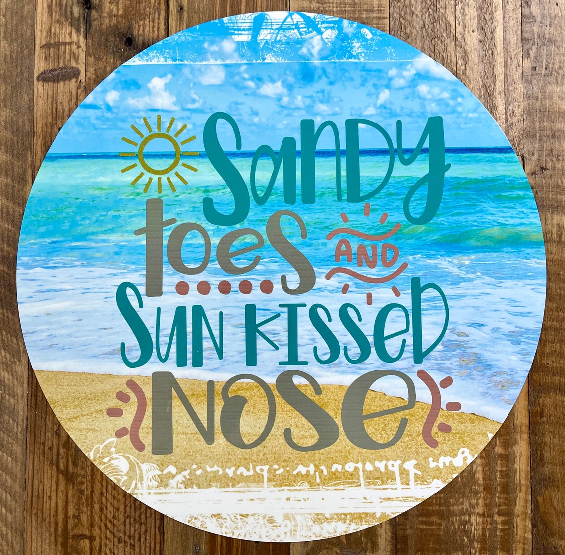 Round Beach wreath sign Beach Sublimation wreath sign 12 Etsy