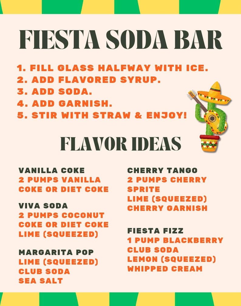 Fiesta Diy Soda Bar Menu Etsy
