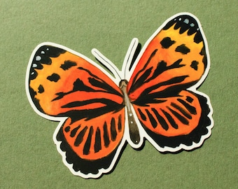 Orange Butterfly Clear Sticker