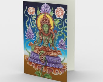 Green Tara Goddess Postcard (set of 3 with envelopes)
