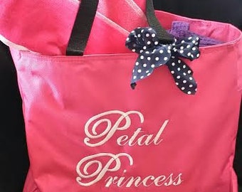 FLOWER GIRL Gift Bag, Petal Princess, Princess of Petals, Flower girl gift, Bow on bag is extra,  Girls personalized bag, Monogrammed bag