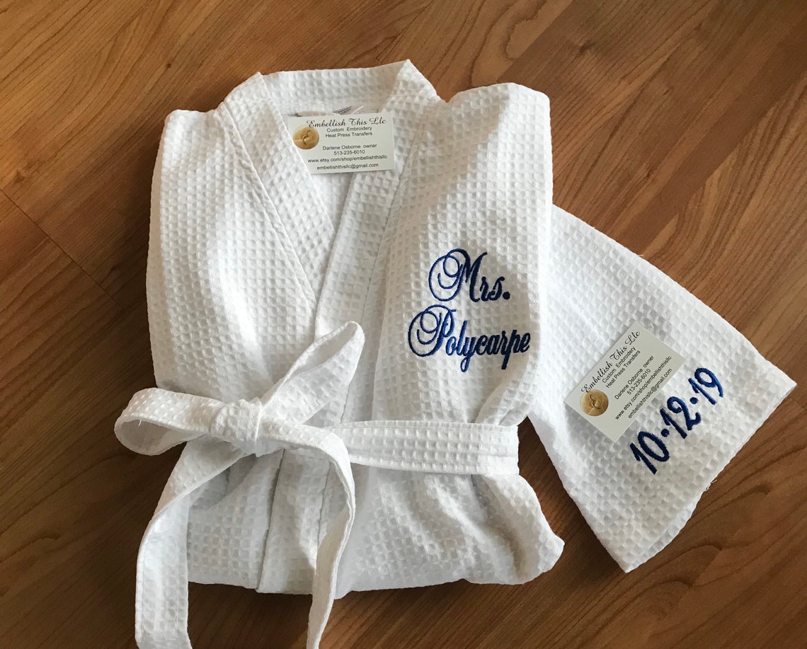 MONOGRAMMED SPA Robe SET Robe Slippers 2 Spa Set Waffle Etsy