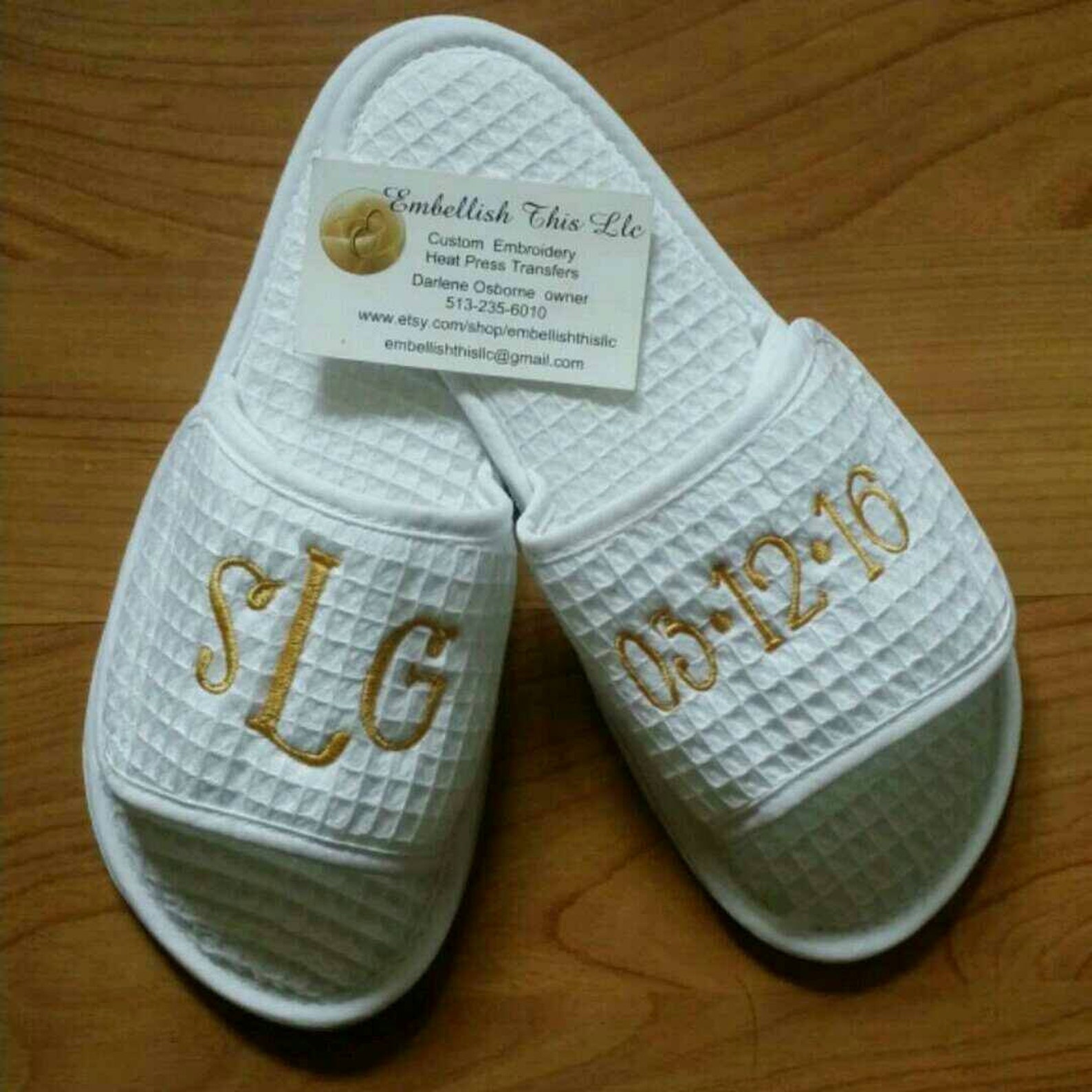 SPA Slippers Waffle Weave Pattern Personalized Slippers Etsy