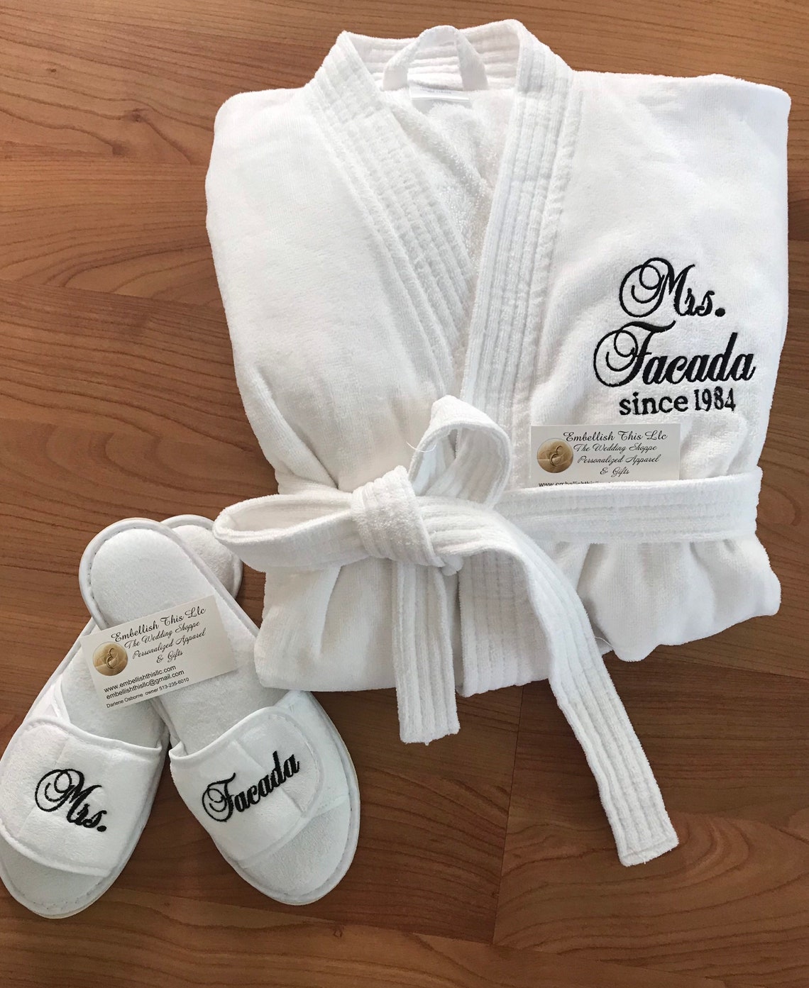 Personalized plush Velour Spa robe set ROBE and SLIPPER Set Etsy