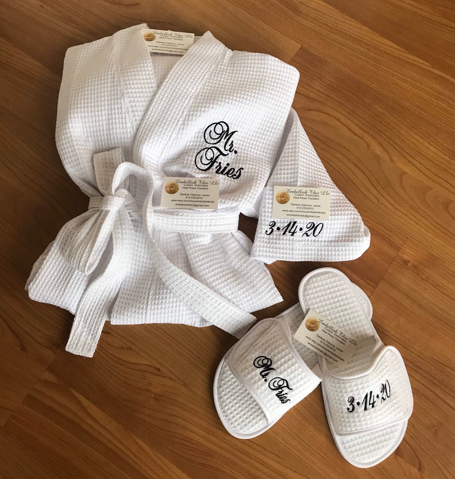 MONOGRAMMED SPA Robe SET Robe Slippers 2 Spa Set Waffle Etsy