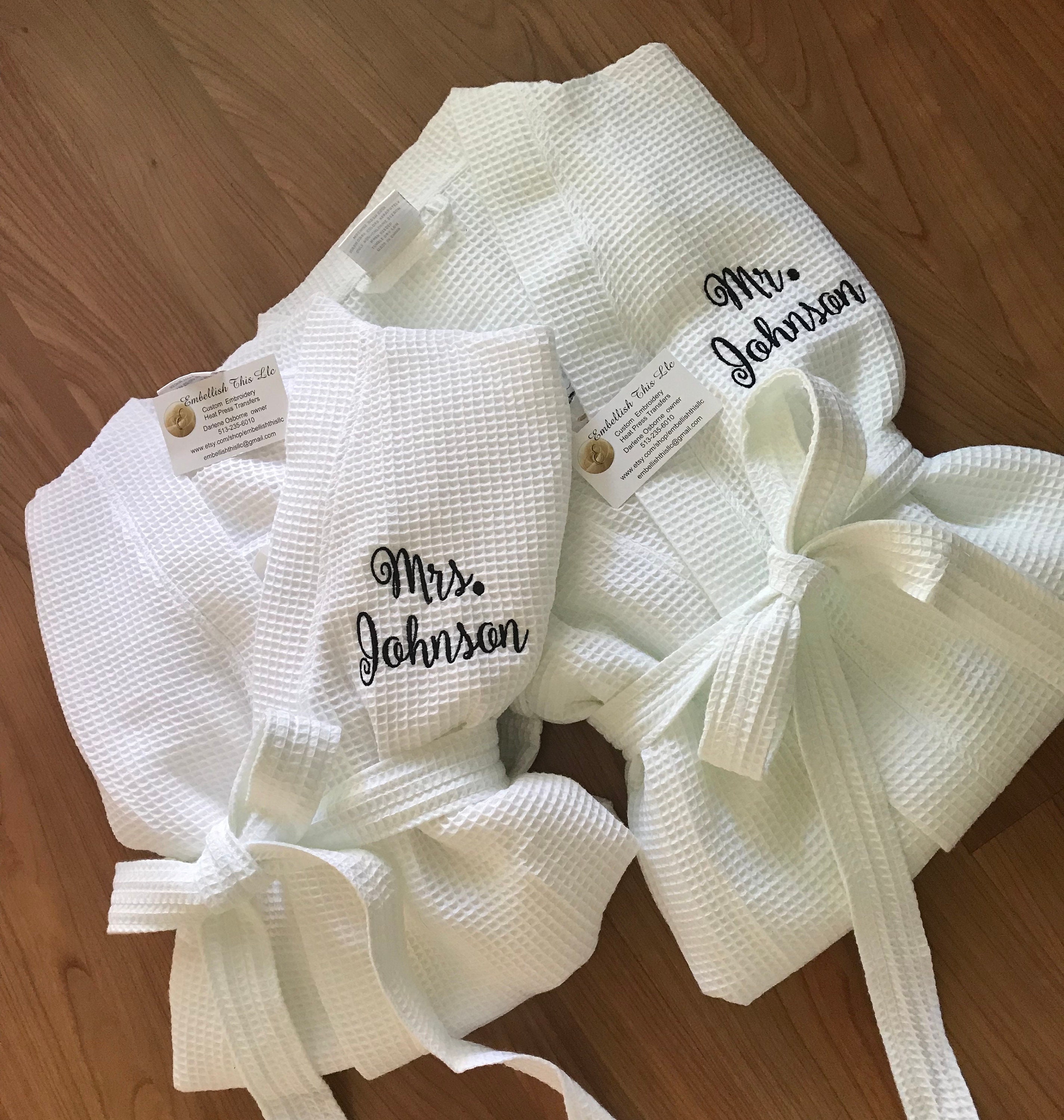 Set of 2 COUPLES PERSONALIZED cotton Robes 2 long Cotton Etsy