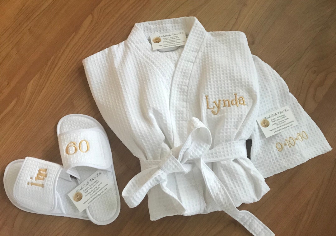 Monogrammed Robe and Slipper Set , Personalized Spa Set, Personalized