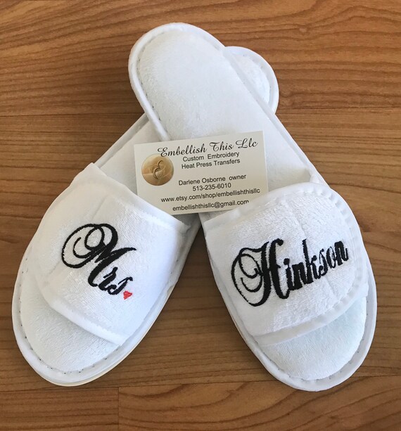 custom embroidered slippers