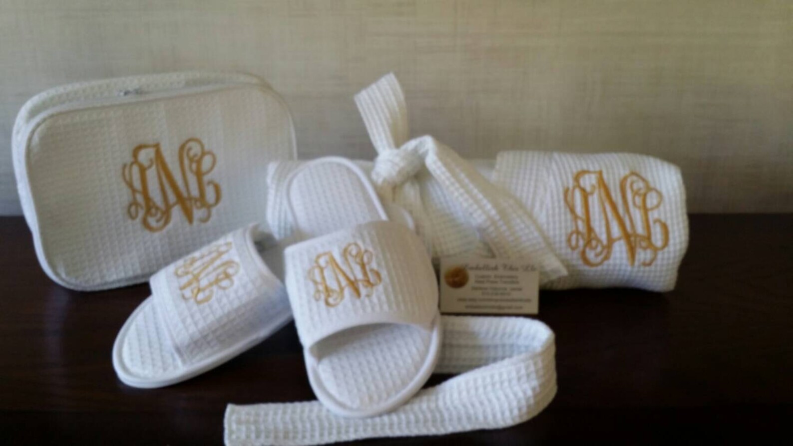 PERSONALIZED Waffle Robe Slipper Set Robe Bag Slippers Etsy