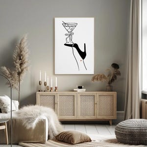 Martini Heel Wall Art | Bar Cart Art | Martini Fashion Decor | Trendy Bar Cart Decor | Aesthetic Celebration Print | Modern Glam Decor