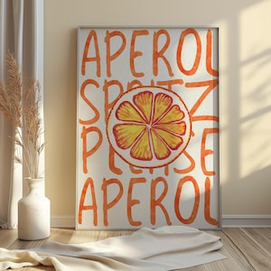 Aperol Spritz Orange Print - Trendy Wall Art for Apartment Decor, Bar Cart Decor, and Happy Hour Vibes | Downloadable Cocktail Art