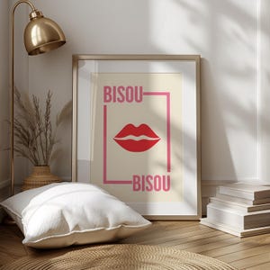 Bisou Bisou French Kiss Stampa / Download digitale / Bisou Bisou Wall Art / Poster French Kiss / Arte murale eclettica / Stampa artistica retrò / Dormitorio