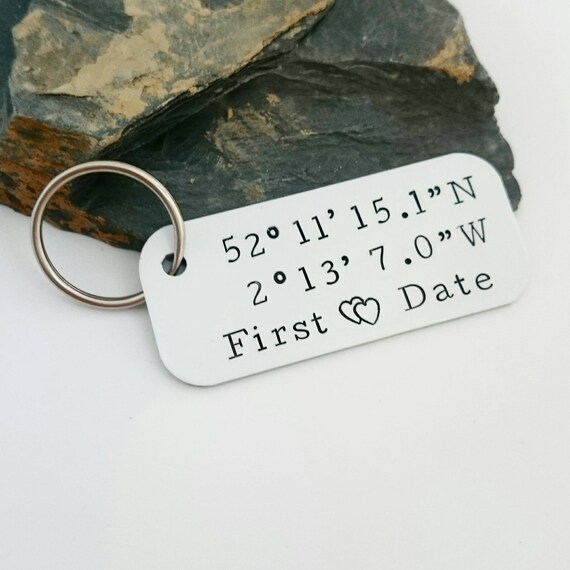 coordinates keyring latitude and longitude gps hand etsy