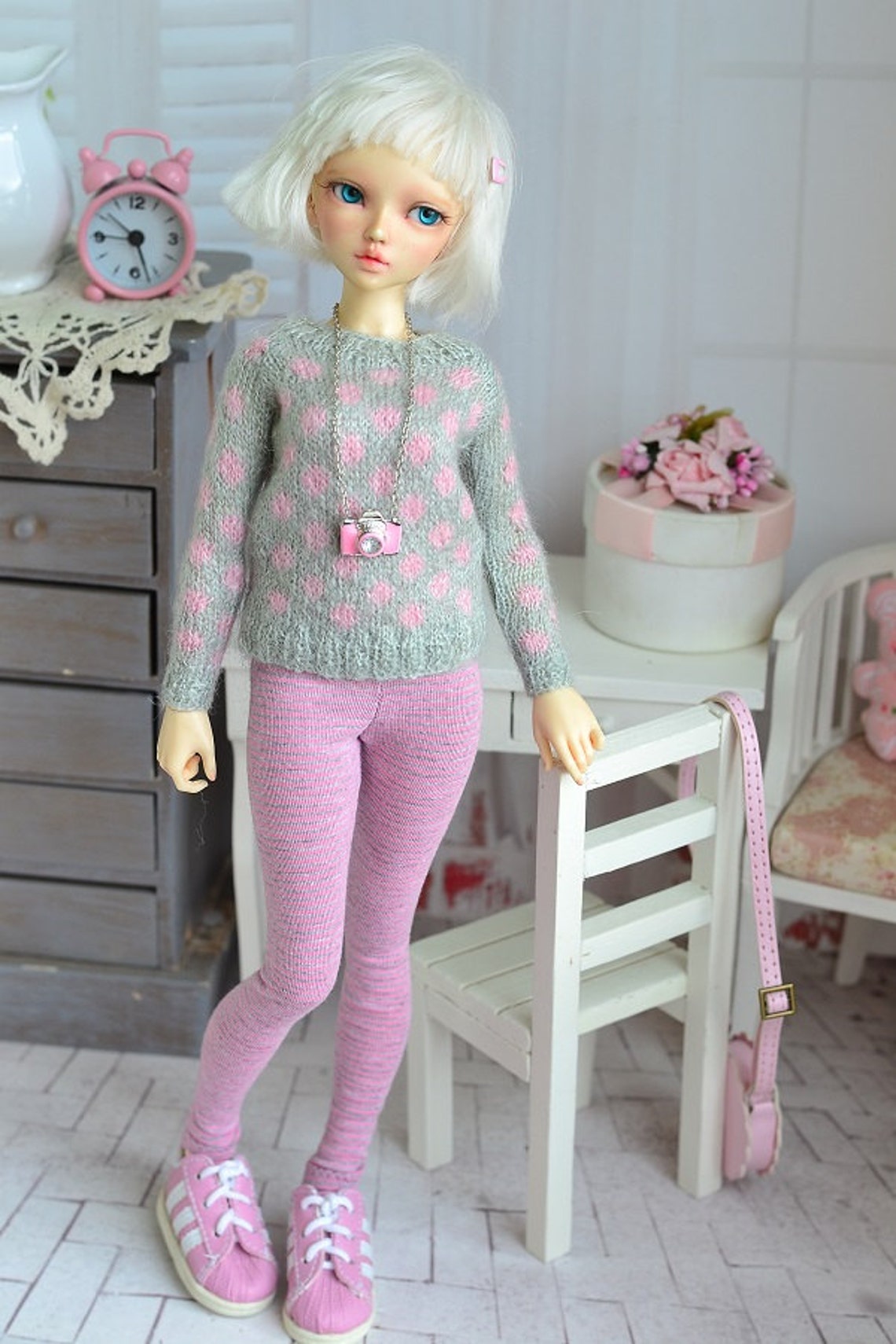 Leggings Pinkgray For Doll 14 Msd Minifee Mnf Bjd Candydoll Etsy