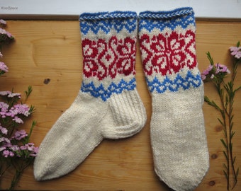 boot lady's socks, handmade hearts women gift, ready to ship in Europe
