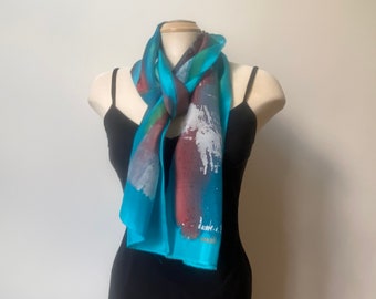 Batik silk scarf, designer art scarf, art to wear