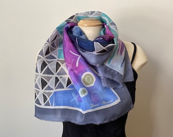 Batik handpainted silk scarf, designer art scarf, art to wear, gift for woman, bridesmaids, weddings, abstract art