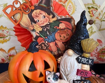 Centro de mesa vintage de Halloween - Decoración de Halloween - Centro de mesa espeluznante vintage