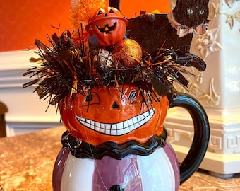 Centro de mesa vintage de Halloween - Decoración de Halloween - Centro de mesa espeluznante vintage