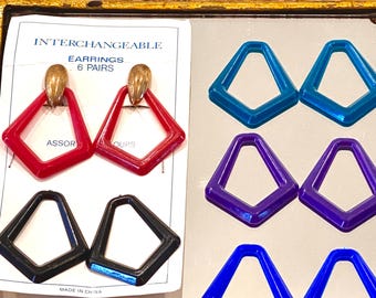 Pendientes intercambiables vintage de los años 50 - 5 colores - Plástico - ¡Glam de tienda de diez centavos!
