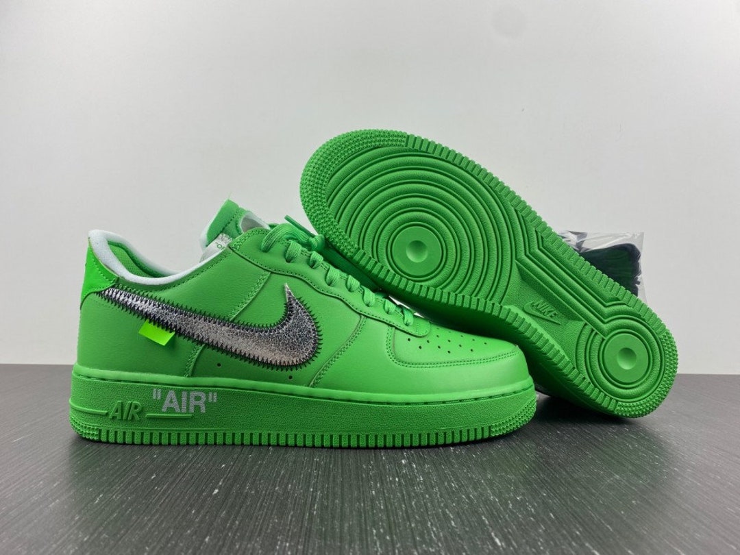 White x Nike Air Force 1 Low Light Green Spark Metallic Silver