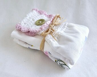 Easter Spring Decor Kitchen Towels With Hand-Crocheted Towel Topper
