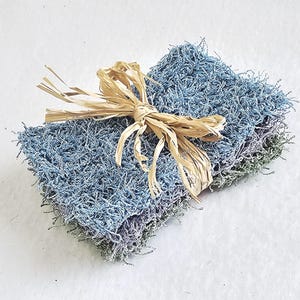 Seafoam Heather Scrubbies, Crocheted Dish Scrubbers, Set of 3