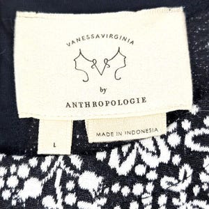 Vanessa Virginia Anthropologie Peplum Top Corset Back Black White Floral Romantic Blouse Size Large afbeelding 6