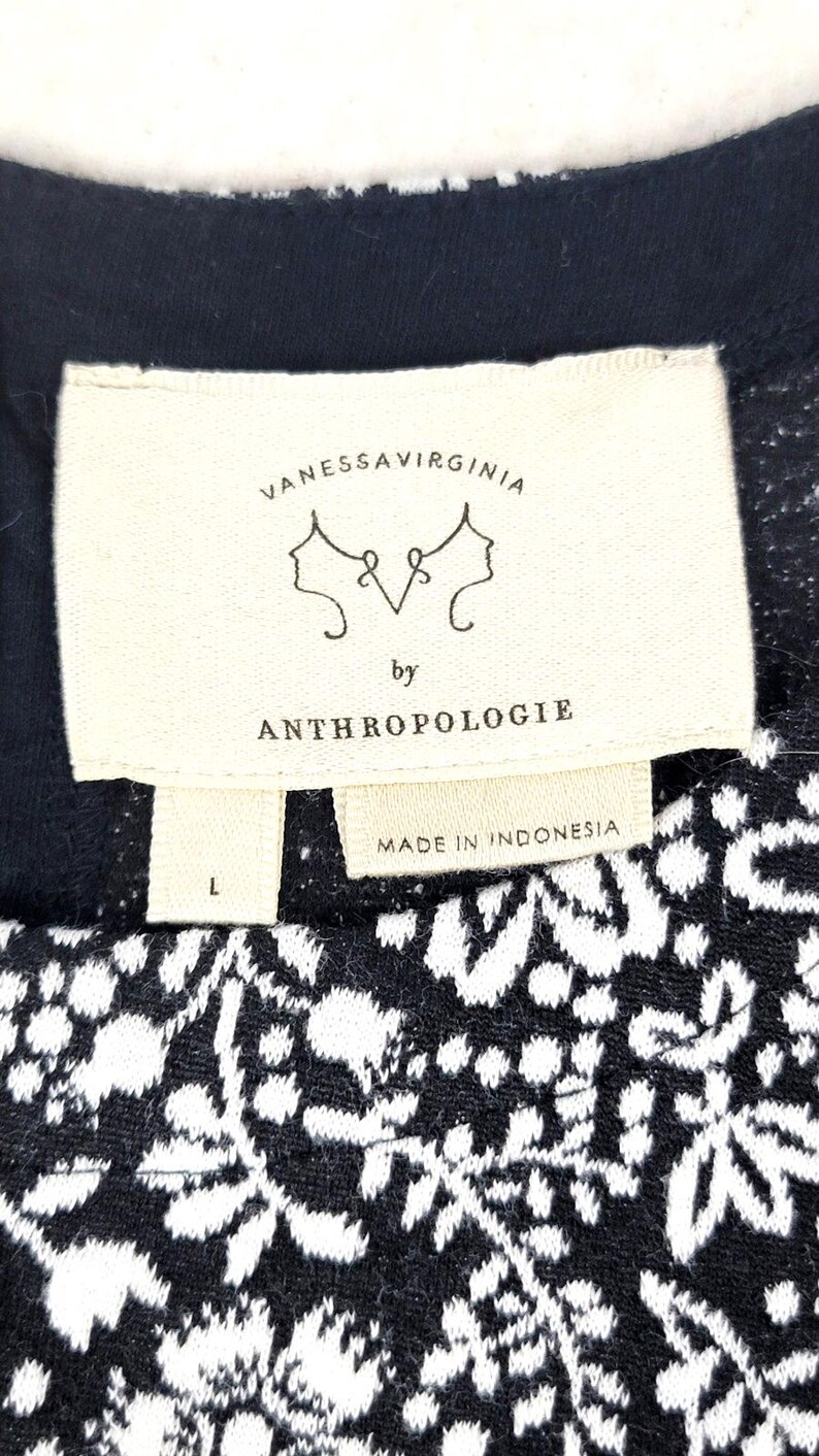 Vanessa Virginia Anthropologie Peplum Top Corset Back Black White Floral Romantic Blouse Size Large afbeelding 6