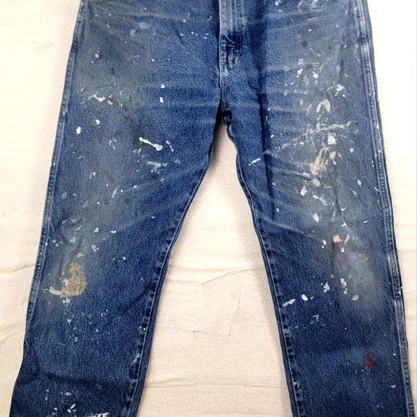 Painted mid-waist jeans for men