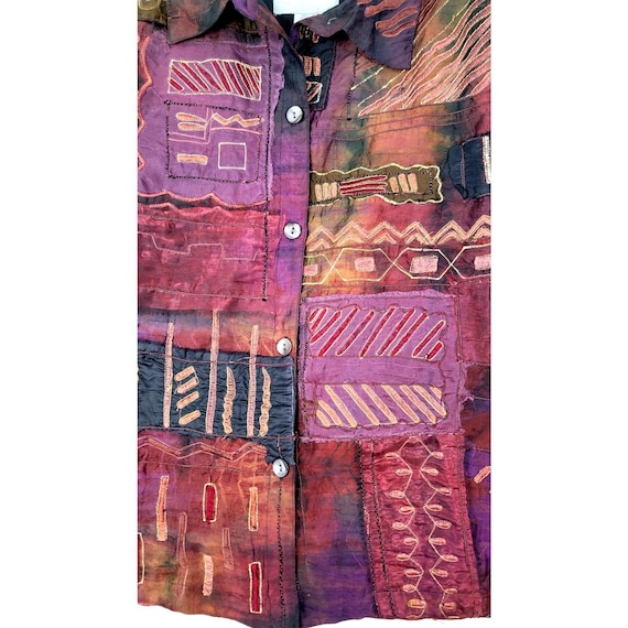 Vintage Chico’s Art Jacket Patchwork Metallic Boh… - image 3
