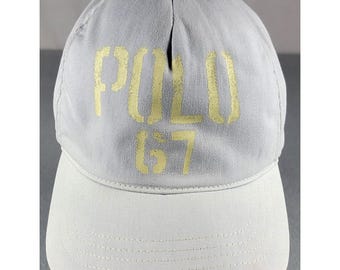 Vintage Polo Ralph Lauren POLO 67 Hat USA Made Distressed Dad Cap Y2K Preppy