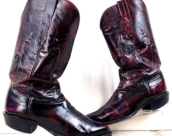 Lucchese Roper Cowboy Boots Men’s 7.5E Dark Cherry USA Made T3320J Needs Repair