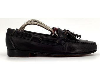 Vintage Florsheim Royal Imperial 34316 Tassel Loafers Men's 8.5D Black Leather Made in USA Classic Dress Shoes Ivy Style