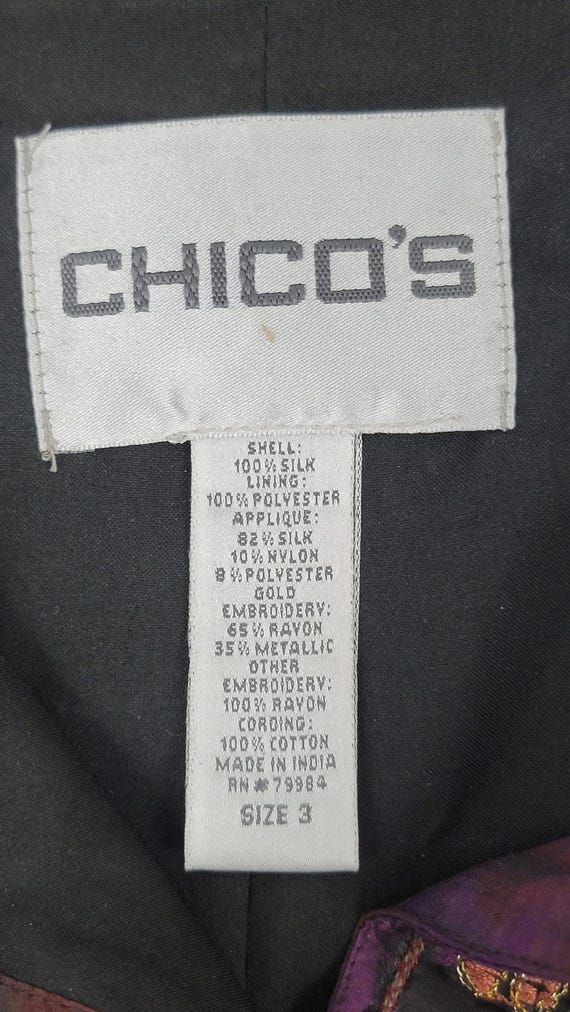 Vintage Chico’s Art Jacket Patchwork Metallic Boh… - image 6