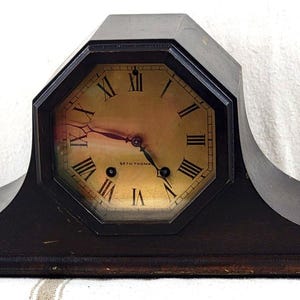 Antique Seth Thomas Mantel Clock 1920s Tambour Wood Clock For Repair Decor