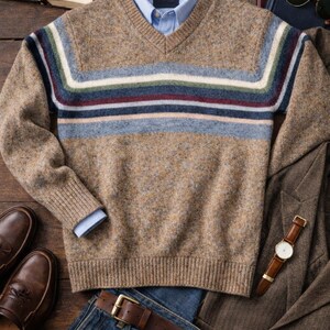 Vintage 90s Express Blues Wool Sweater Men’s Small Preppy Ivy League Grandpa Core