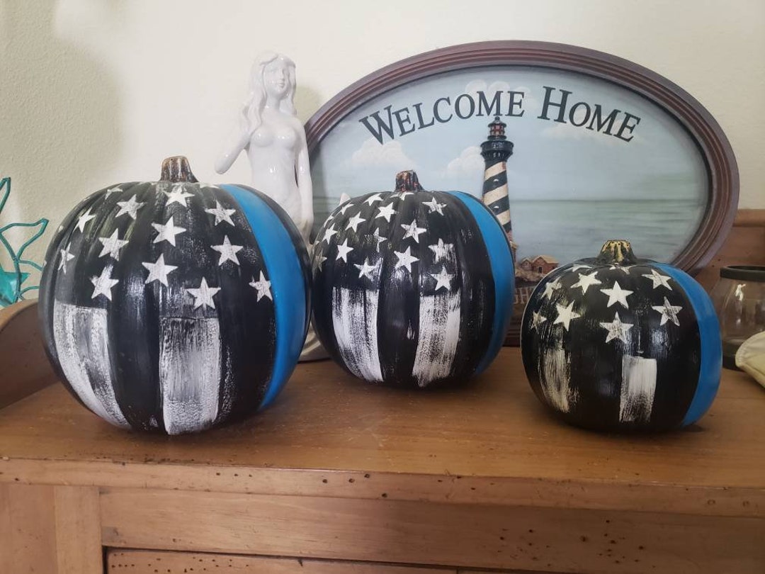 READY TO SHIP Thin Blue Line Law Enforcement Police Pumpkin Price Is READY TO SHIP Thin Blue Line Law Enforcement Police Pumpkin Price Is