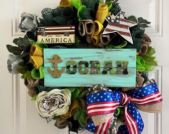 READY TO SHIP: 20" U.S. Marine Semper Fi Oorah! Military Wreath, Fully Decorated and Ready to Hang.