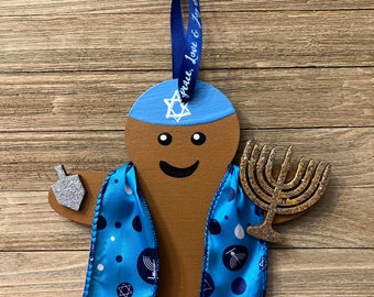 READY TO SHIP: 5" Mensch Gingerbreadman Wood Ornament, Ready to Hang.