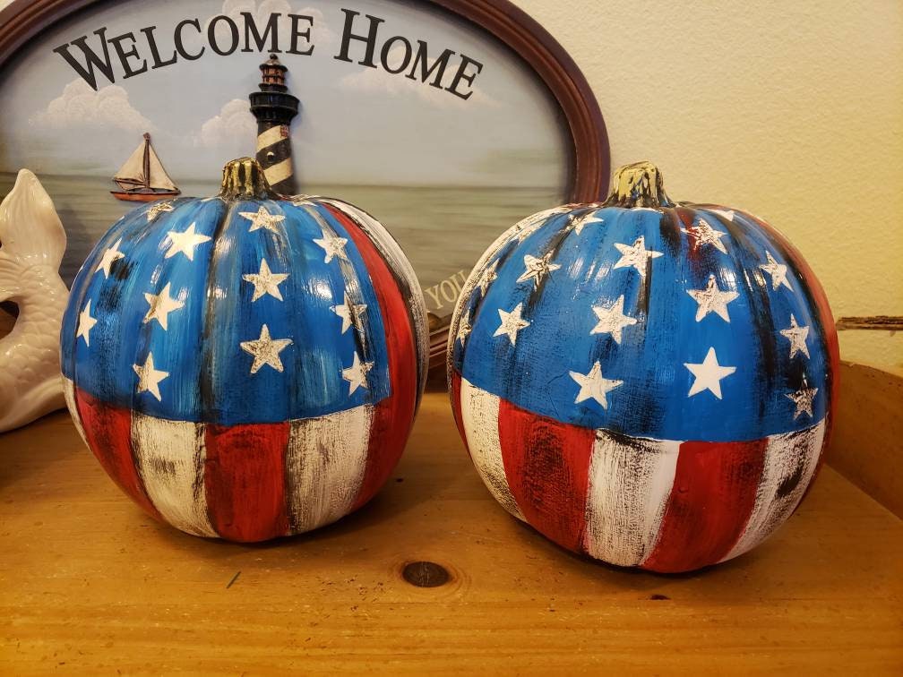 READY TO SHIP Hand Painted American Flag Plastic Pumpkin Etsy READY TO SHIP Hand Painted American Flag Plastic Pumpkin Etsy
