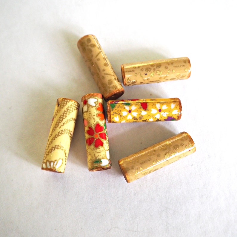 yellow beads Japanese beads Paper beads