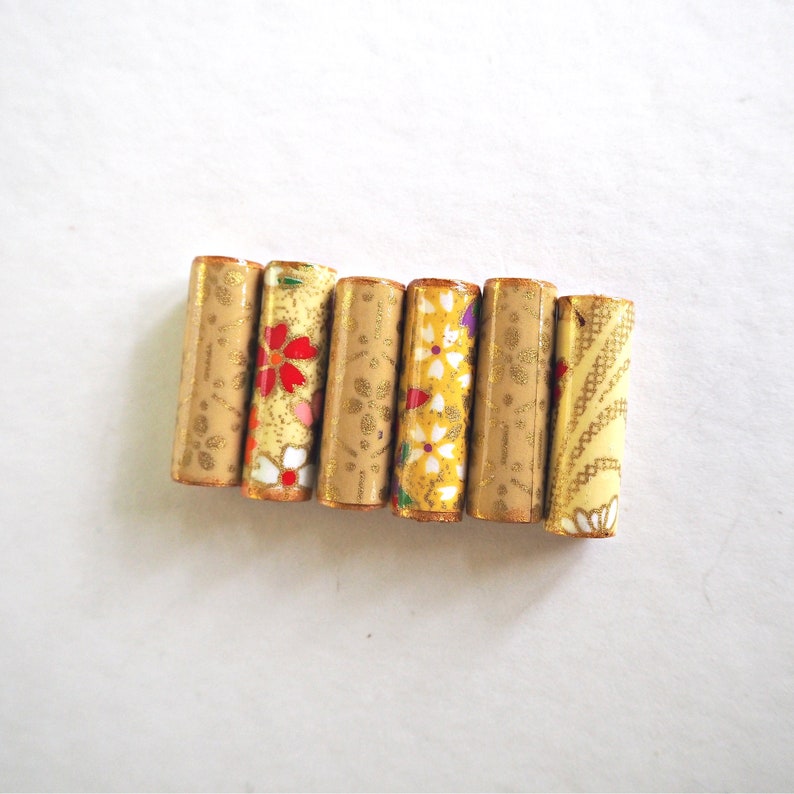 yellow beads Japanese beads Paper beads