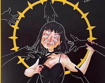 DARK - 5.5x8.5 Eyes Hands Blink Scry Scrying Clairvoyant Psychic Haunted Ghost Girl Creepy Surreal Scary Egirl Aesthetic Art Poster Print