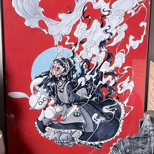HARDGORE ALICE- 11x17 Magical Girl Raising Project Mahou Shoujo Ikusei Keikaku Blood Smoke Skull Anime Inspired Gothic Lolita Poster Print