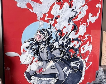 HARDGORE ALICE- 11x17 Magical Girl Raising Project Mahou Shoujo Ikusei Keikaku Blood Smoke Skull Anime Inspired Gothic Lolita Poster Print